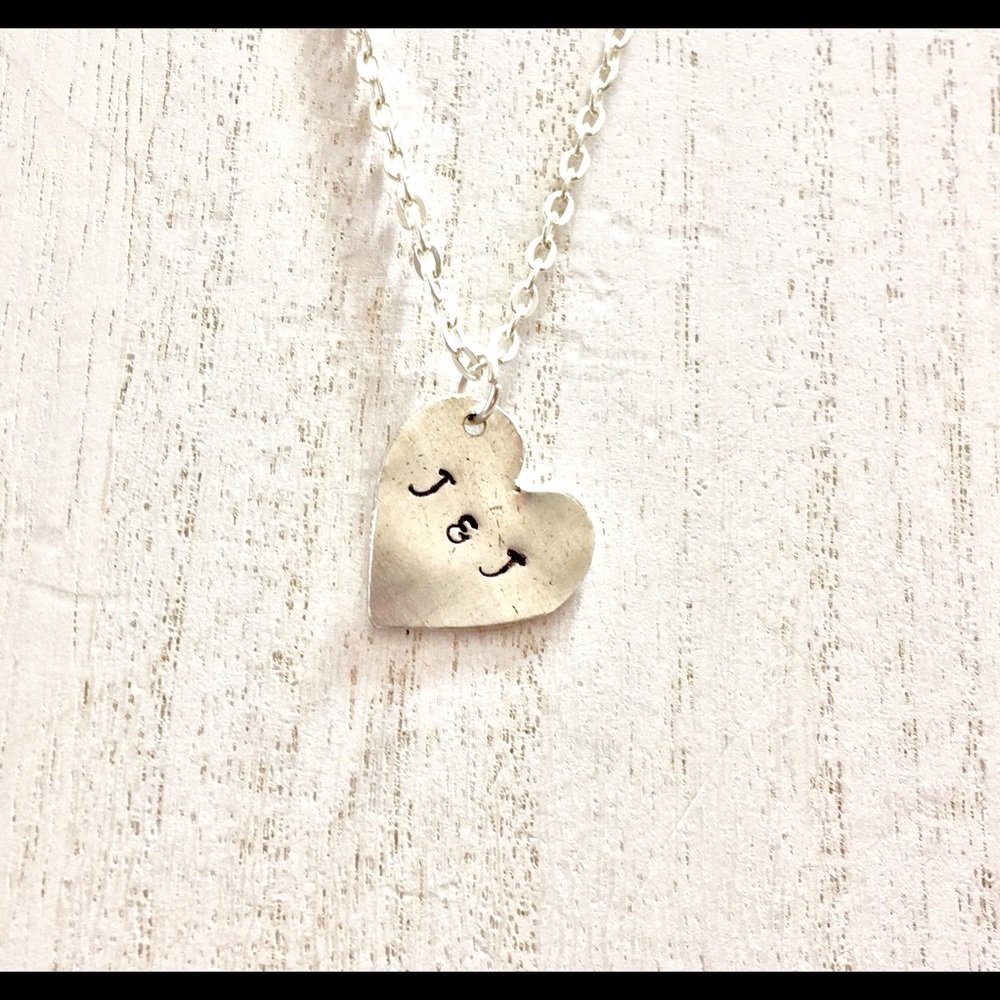 Silver Plate Heart Spoon Necklace Initials Custom - Picture 2 of 7